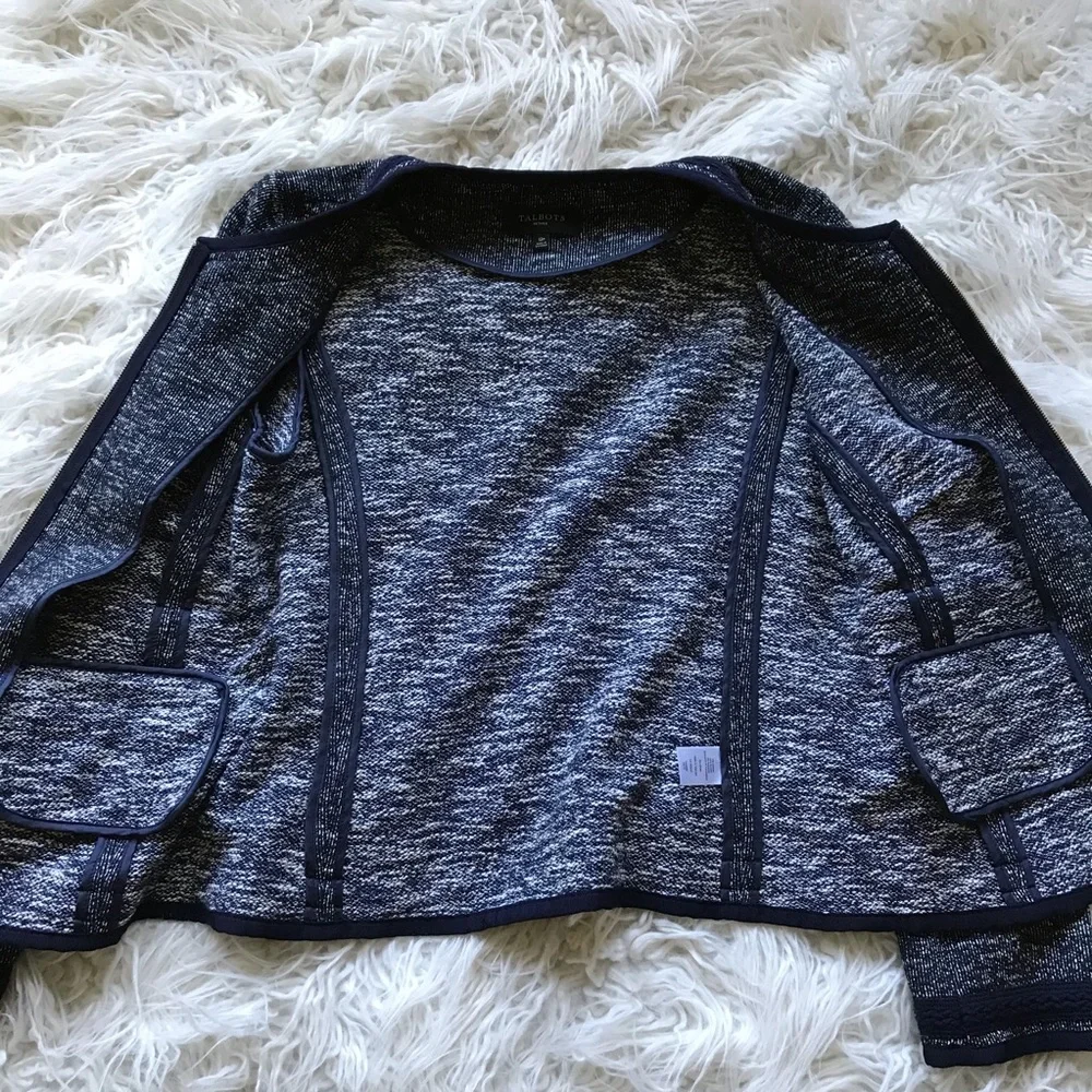 Talbots Marled Jewel‎ Neck Navy-White Coat